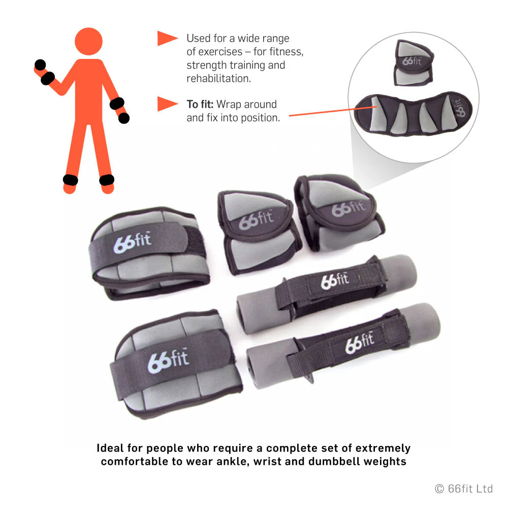 66fit Ankle, Wrist And Dumbbells Cuff Weight Set - 4kg - Image 7