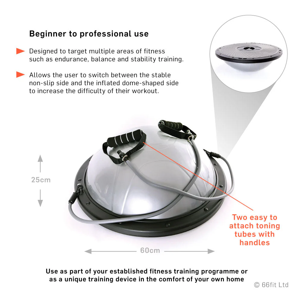 66fit Balance/Core Trainer With Handles & Pump (Bosu Ball) - Image 3