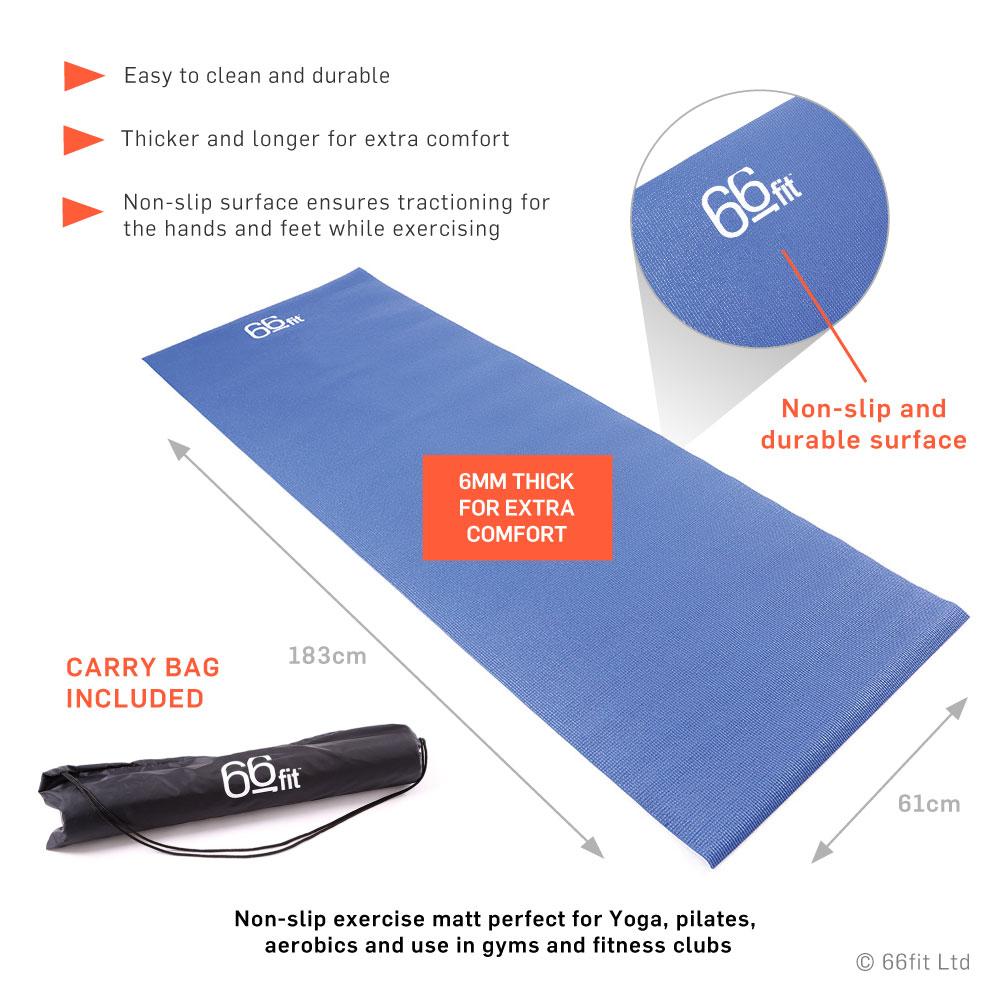 66fit Yoga Mat Plus+ Blue - With Carry Bag - Image 3